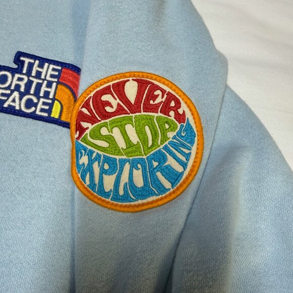 The North Face Novelty Patch Hoodie Men’s Medium Light Blue EUC - Picture 7 of 14